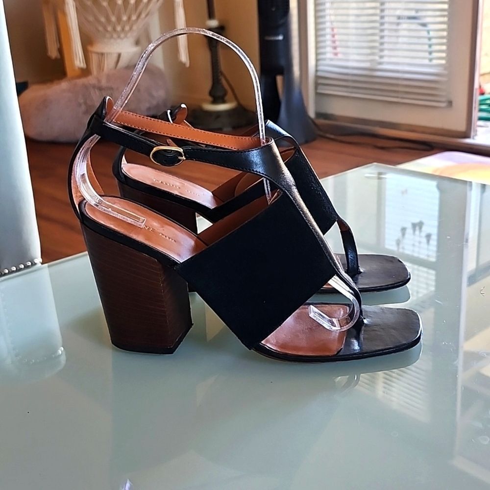 Celine Crosta T Strap Block Heel Sandals Sculptural Edgy Chic Size 37 US Size 7 - Picture 3 of 11